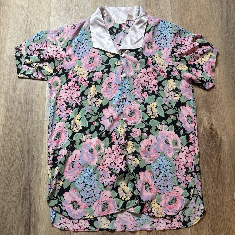 Victoria's Secret Vintage‎ Gold Label Nightgown Women's Size M/L Floral Satin